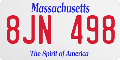 MA license plate 8JN498