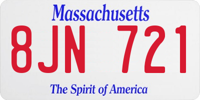 MA license plate 8JN721