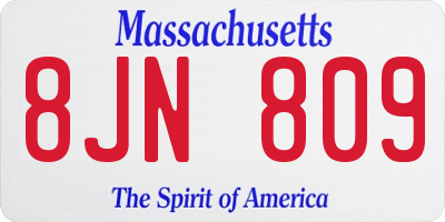 MA license plate 8JN809