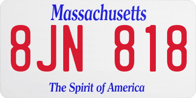 MA license plate 8JN818