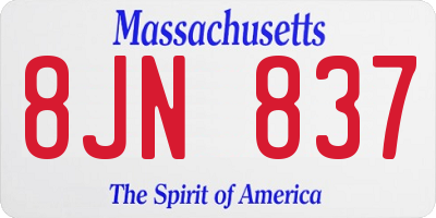 MA license plate 8JN837