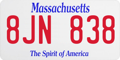 MA license plate 8JN838