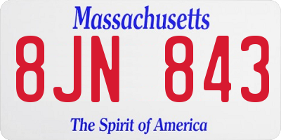 MA license plate 8JN843