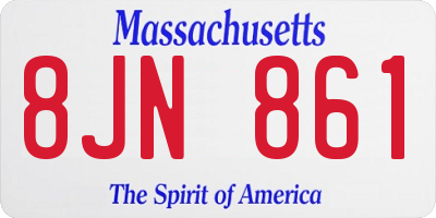 MA license plate 8JN861