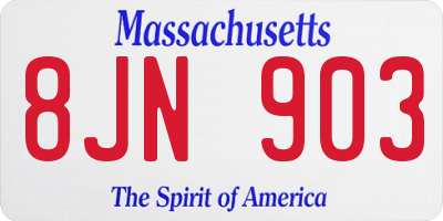 MA license plate 8JN903