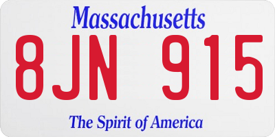 MA license plate 8JN915