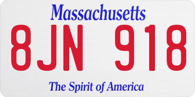 MA license plate 8JN918