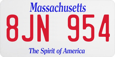 MA license plate 8JN954