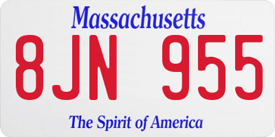 MA license plate 8JN955