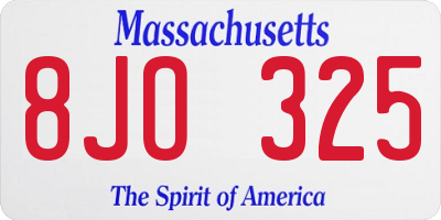 MA license plate 8JO325