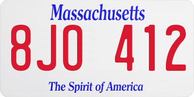 MA license plate 8JO412