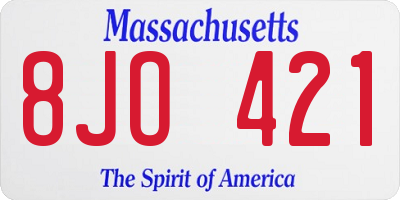 MA license plate 8JO421