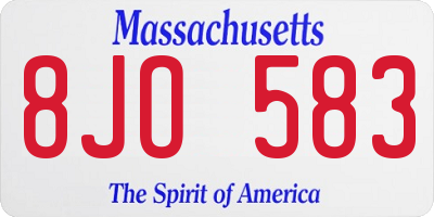 MA license plate 8JO583
