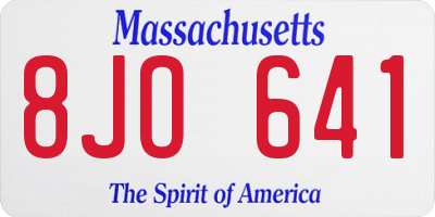 MA license plate 8JO641