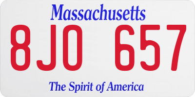 MA license plate 8JO657