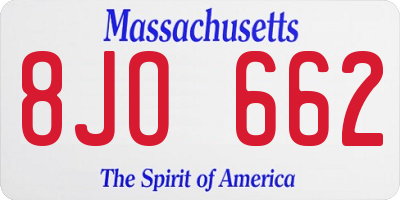 MA license plate 8JO662