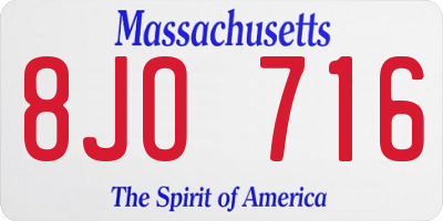 MA license plate 8JO716