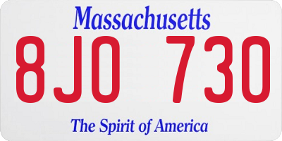 MA license plate 8JO730