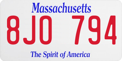 MA license plate 8JO794
