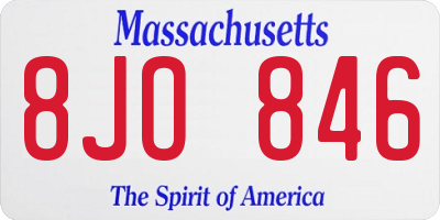 MA license plate 8JO846