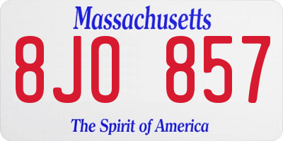 MA license plate 8JO857
