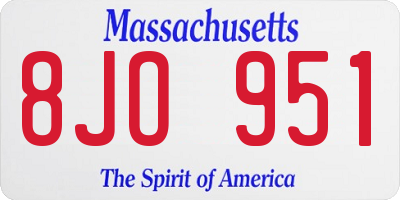 MA license plate 8JO951