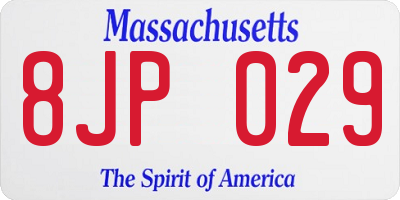 MA license plate 8JP029