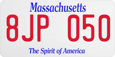 MA license plate 8JP050