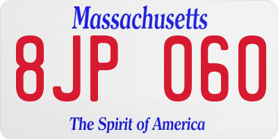 MA license plate 8JP060