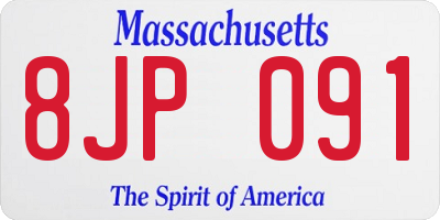 MA license plate 8JP091