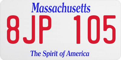 MA license plate 8JP105