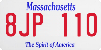 MA license plate 8JP110