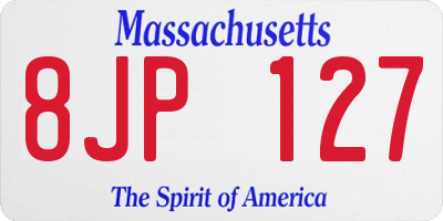MA license plate 8JP127