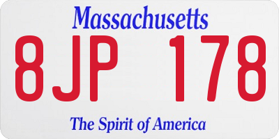 MA license plate 8JP178