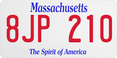 MA license plate 8JP210