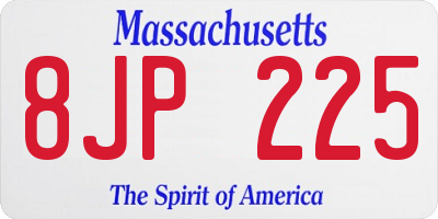MA license plate 8JP225
