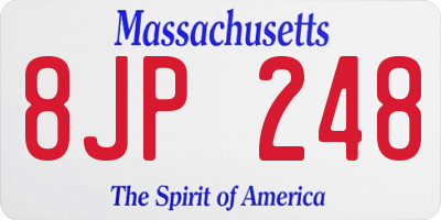 MA license plate 8JP248