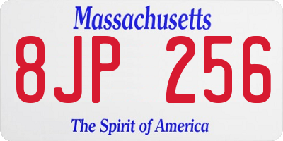 MA license plate 8JP256