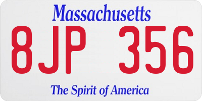 MA license plate 8JP356
