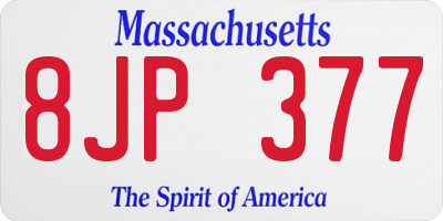 MA license plate 8JP377
