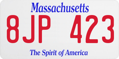 MA license plate 8JP423
