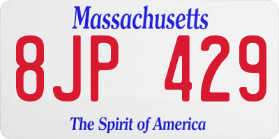 MA license plate 8JP429