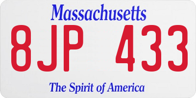 MA license plate 8JP433