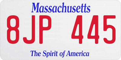 MA license plate 8JP445