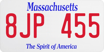 MA license plate 8JP455