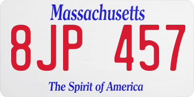MA license plate 8JP457