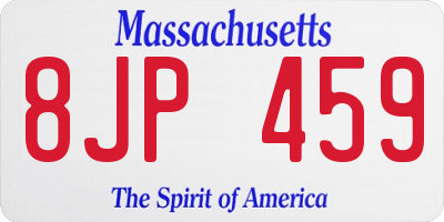 MA license plate 8JP459