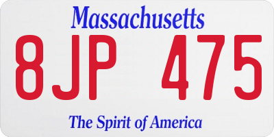 MA license plate 8JP475