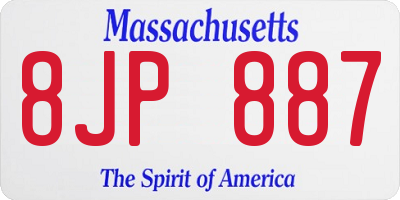 MA license plate 8JP887
