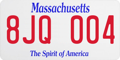 MA license plate 8JQ004